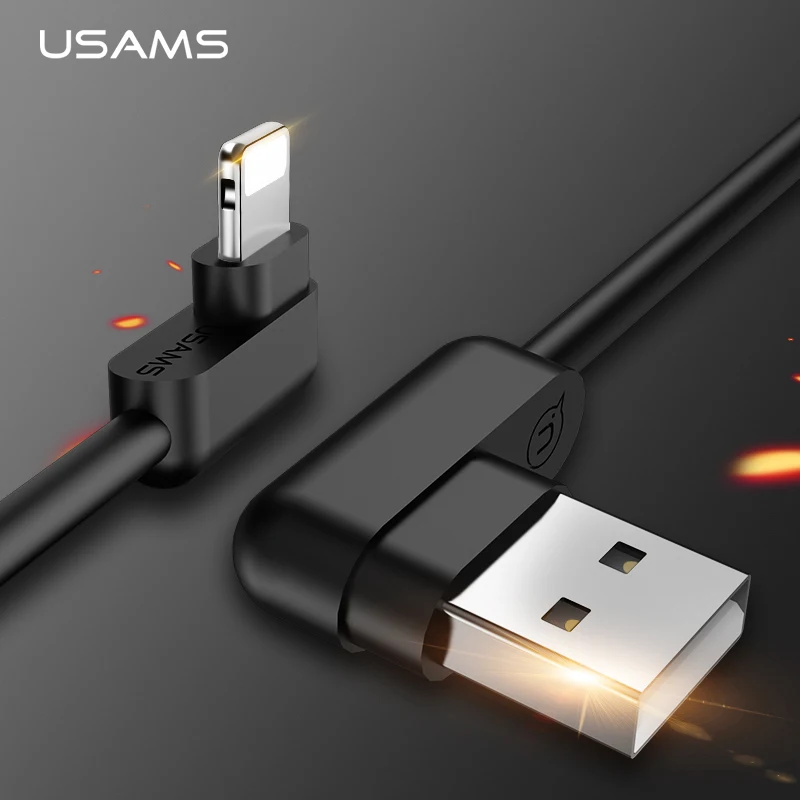 Kopen L Buigen Kabel voor iPhone kabels, USAMS Game Data Line USB Telefoon Oplader kabel Data Sync opladen kabel voor verlichting iOS 12 11 7