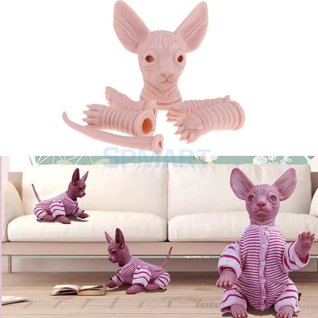 Real Touch Silicone 18inch Reborn Kits Sphynx Cat Limb Mold Realistic Cat Model Doll Unpainted DIY Handwork