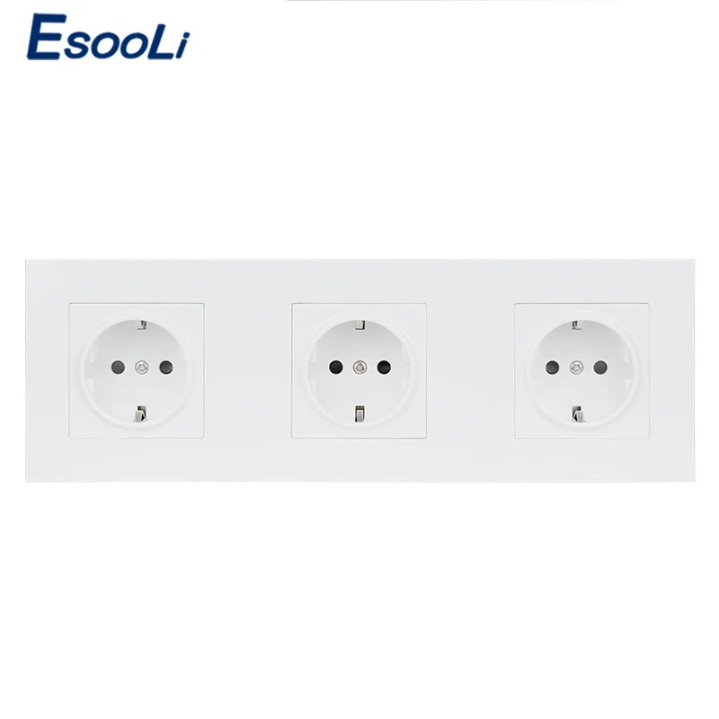 Белая настенная панель Esooli для ПК заземленная 3 сторонняя розетка электрическая