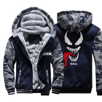 

Movie Superman Venom Hoodies Men 2020 Winter Thick Camouflage Jacket Warm Fleece High Quality Military Hooded Hip Hop Sweatshirt