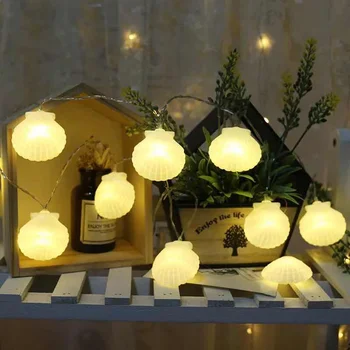 

1.5M 10leds Sea Shell Pandents LED String Light Battery Operated Christmas holiday Party Wedding decoration twinkle Fairy lights
