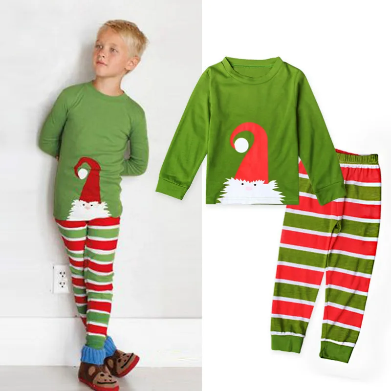 

2-7Y Latest Christmas Children's Pajamas Set Boys Girls Cotton New Years Sleepwear Long-sleeved Santa Claus Kids Pajamas Suit