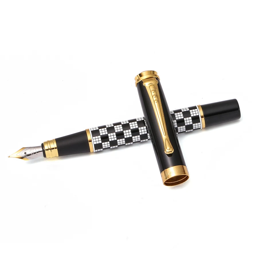 Роскошная Венецианская перьевая ручка с клетчатым узором, спиральная отделка из белого золота, Тонкое Перо Jinhao 500, офисные и школьные принадлежности F489 - Цвет: Checkered