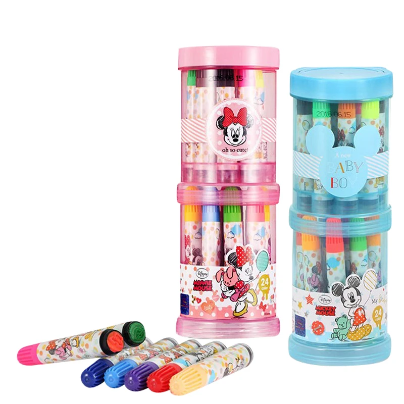 ディズニー24ピーススタンプ水彩ペンかわいいミッキーミニー描画水カラーペン用キッズディズニー落書きアートマーカー絵画ペン Art Markers Aliexpress