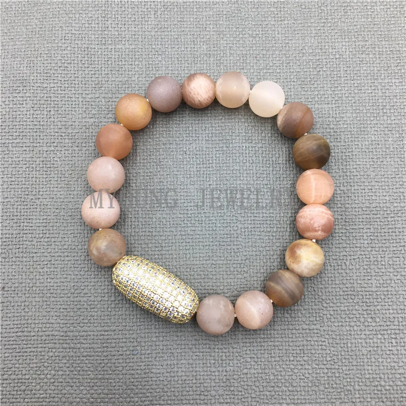 

MY0539 Gold Pave Bean Bracelets Agates Beads Bracelets