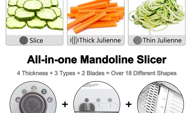 ColorLife Adjustable Mandoline Slicer For Kitchen,Ultra Sharp V-Blade  Vegetable Slicer With Container,Slicer Vegetable Cutter,Julienne Slicer,  Potato Slicer For Apple,Onion,Tomato Lemon Slicer