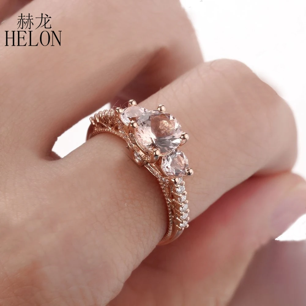 Женское кольцо с натуральным бриллиантом HELON однотонное обручальное из розового