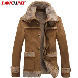 LONMMY 5XL меховой воротник куртка для мужчин пальто для будущих мам тонкий бархат толще лайнер ветровки модная верхняя одежда S куртк