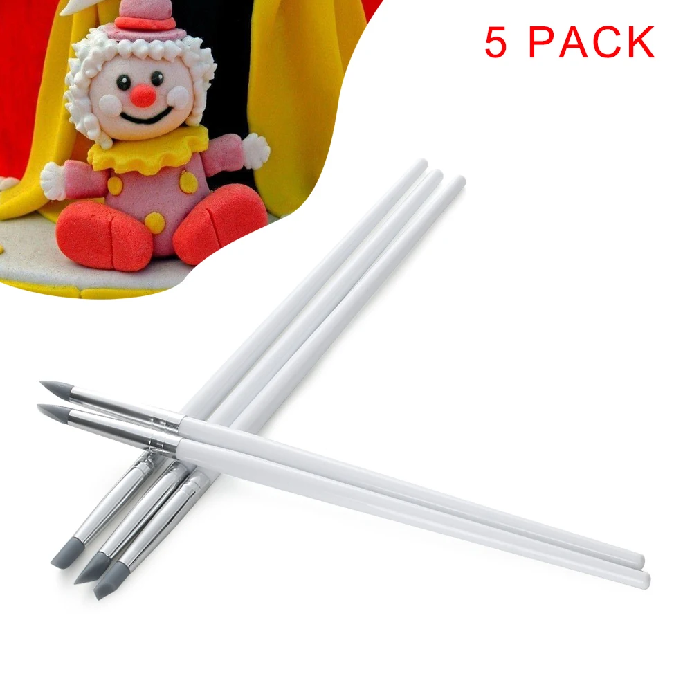 

1Lot(5Pcs) New Fashion Pastry Fine Arts Painting Shaping Pens Fondant Cake Styling Sugarcraft Silicone Brush Baking Bakeware