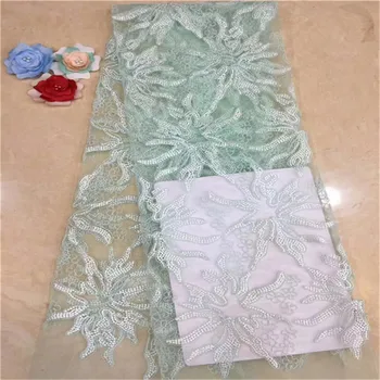 

2019 High Quality African Lace Fabrics French Net Embroidery Tulle Lace Fabric For Nigerian Wedding Dress Free Shipping by DHL