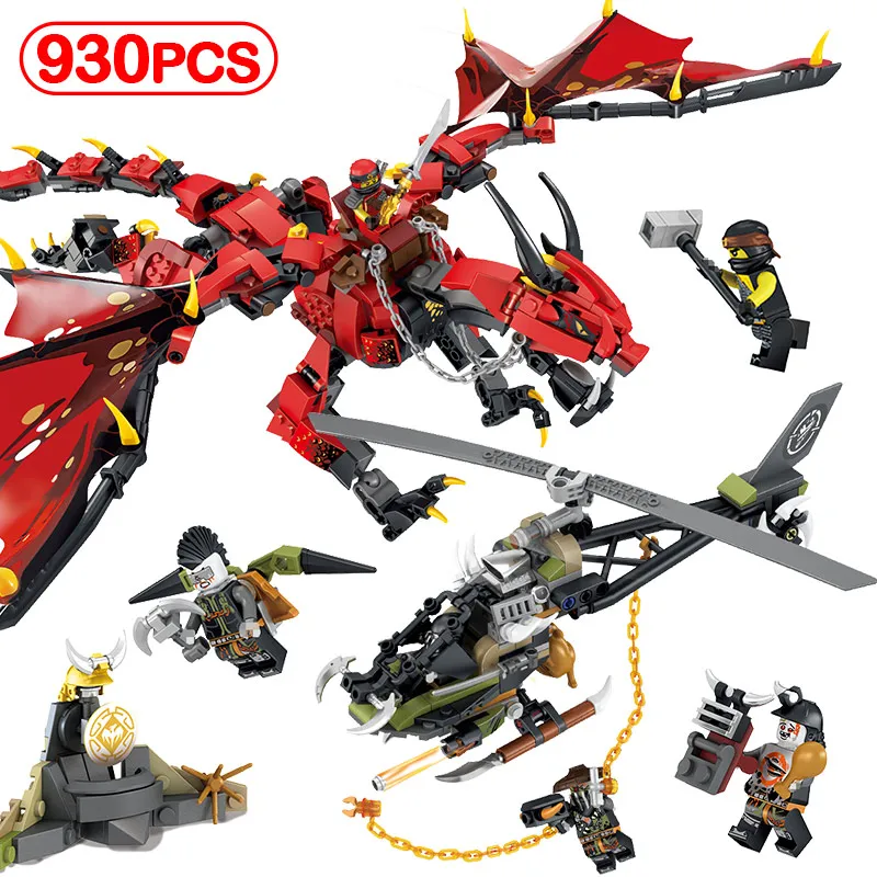 

930pcs Movies Flame Spys God Dragon Building Blocks Compatible LegoINGlys Ninjago Knights Figures Arms For Kids Toys Gifts Sets