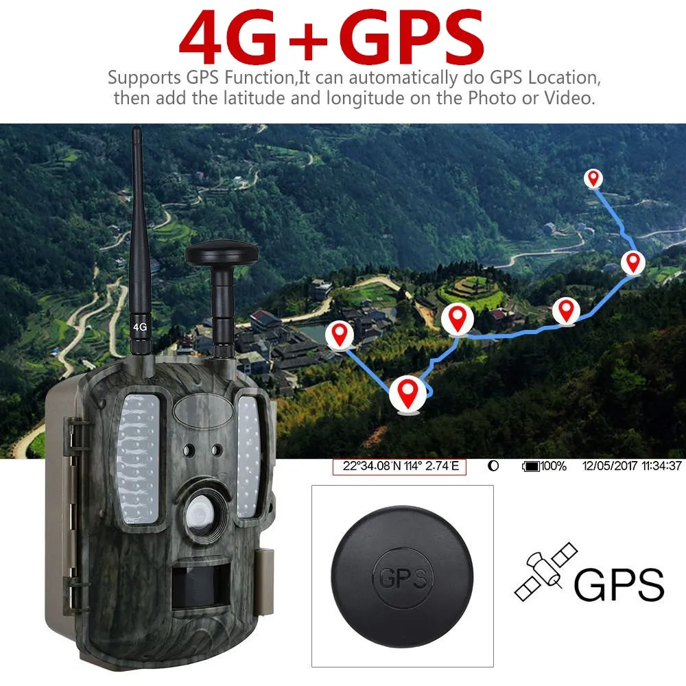 4G охотничьи камеры с gps 4G LTE камеры дикой природы 12MP gps лесной дикой природы камеры 4G сети Охотник камеры ловушка фото