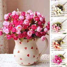 Artificial Red Rose Silk Flowers 18 Flower Heads Camellia Magnolia Floral Wedding Peony Bouquet Hydrangea Decor