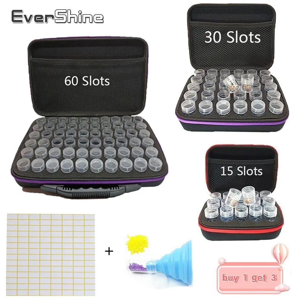 

EverShine 15/30/60 Slots Diamond Painting Tools Accessories Diamond Embroidery Bead Storage Bottle Multi-function Handbag Kits
