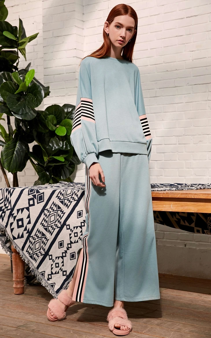 Vero Moda женские весенние и летние полосатые вязанные пижамные брюки | 3184R2503
