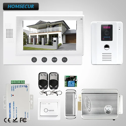 

HOMSECUR 7" Wired Video Door Entry Security Intercom Electric Lock+Keys Included: TC011-W Camera (White)+TM701-W Monitor (White)