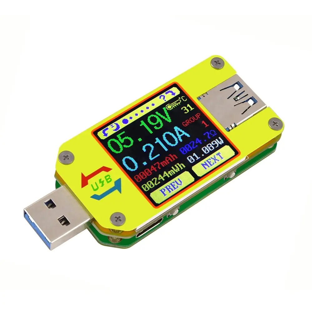 

RD UM34/34C Voltmeter Ampermetr USB Tester 3.0 Type- C Voltage Current Meter Battery Charge Cable Impedance Resistance Color LCD