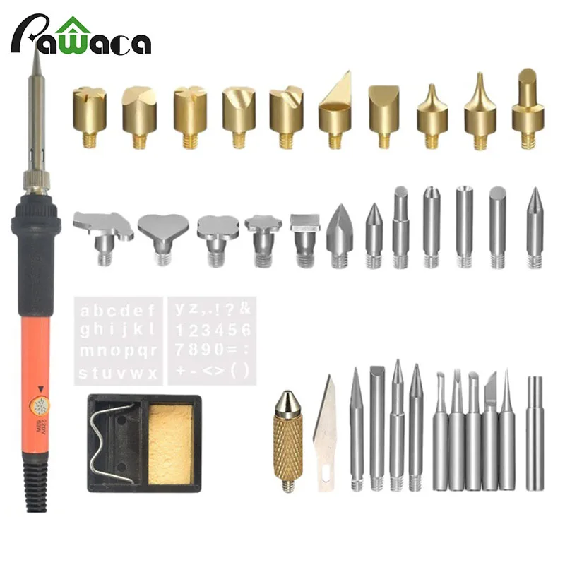 

37pc US EU UK Plug DIY Manual Adjustable Temperature Iron Brush Carving Iron Carving Carving Tools With Toolkit