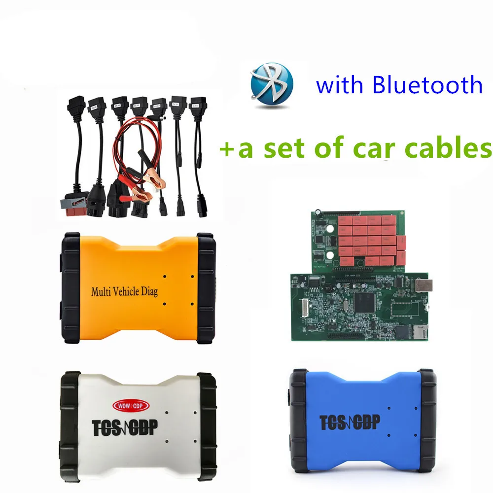 

DHL green pcb TCS CDP PRO with Bluetooth+8 pcs car cable newest 2016r0 software obd auto scanner tool for car/truck in stock