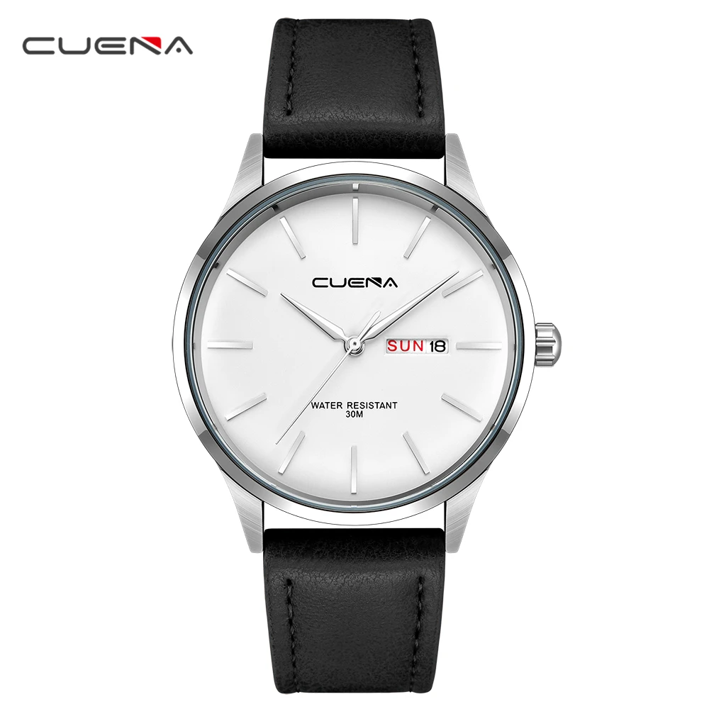CUENA Men's Watches are Fashionable Top Brand Luxury Male Clock Quartz Watch Men Waterproof Leather Strap Silver Wristwatch 2018 CUENA Men's Watches are Fashionable Top Brand Luxury Male Clock Quartz Watch Men Waterproof Leather Strap Silver Wristwatch 2018