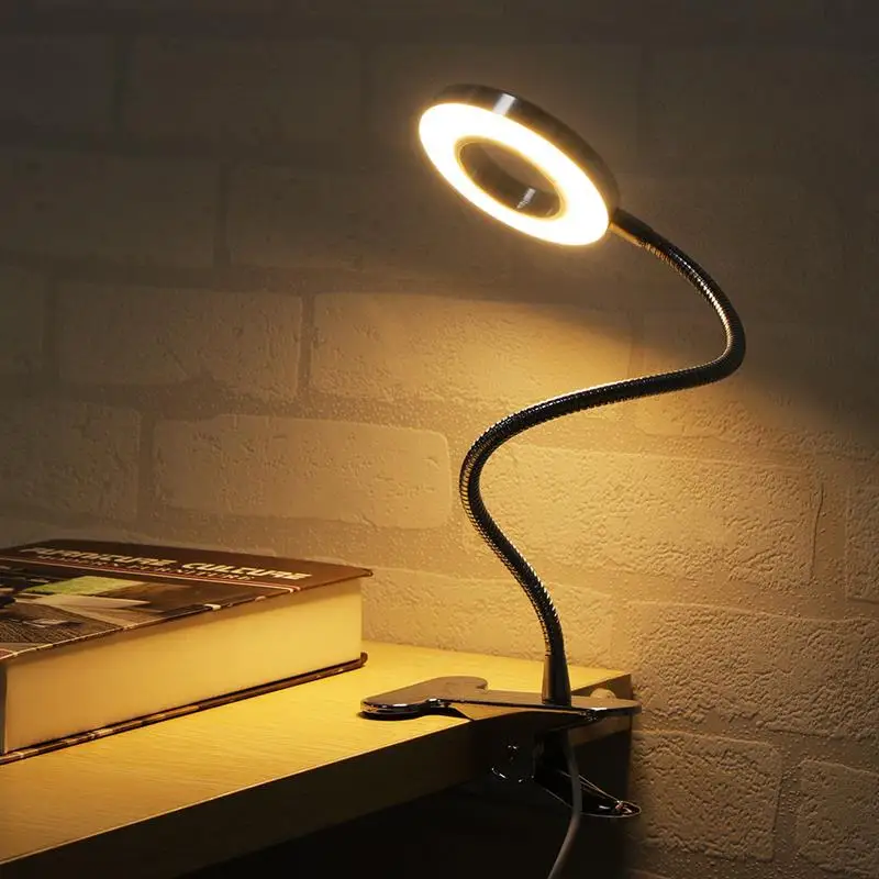 Портативная Настольная лампа с зажимом USB Перезаряжаемый с затемнением Настольный светильник идеально подходит для ночного чтения бровей Татуировка ногтей Красота Макияж