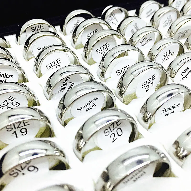 

MIXMAX 10pcs silver Ring couple Men Women unisex Silver 6MM Stainless Steel Jewelry wedding engagement party wholesale lots bulk