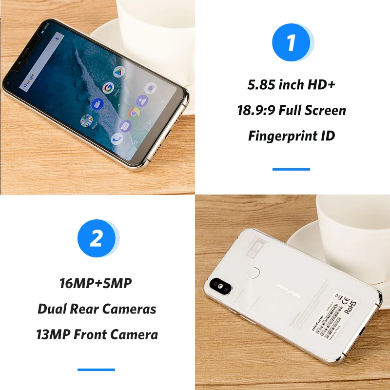 Ulefone X 5 85 &quotHD + смартфон MT6763 Octa Core Android 8 1 4 ГБ 64 16MP двойной сзади cam Face ID 3300 мАч