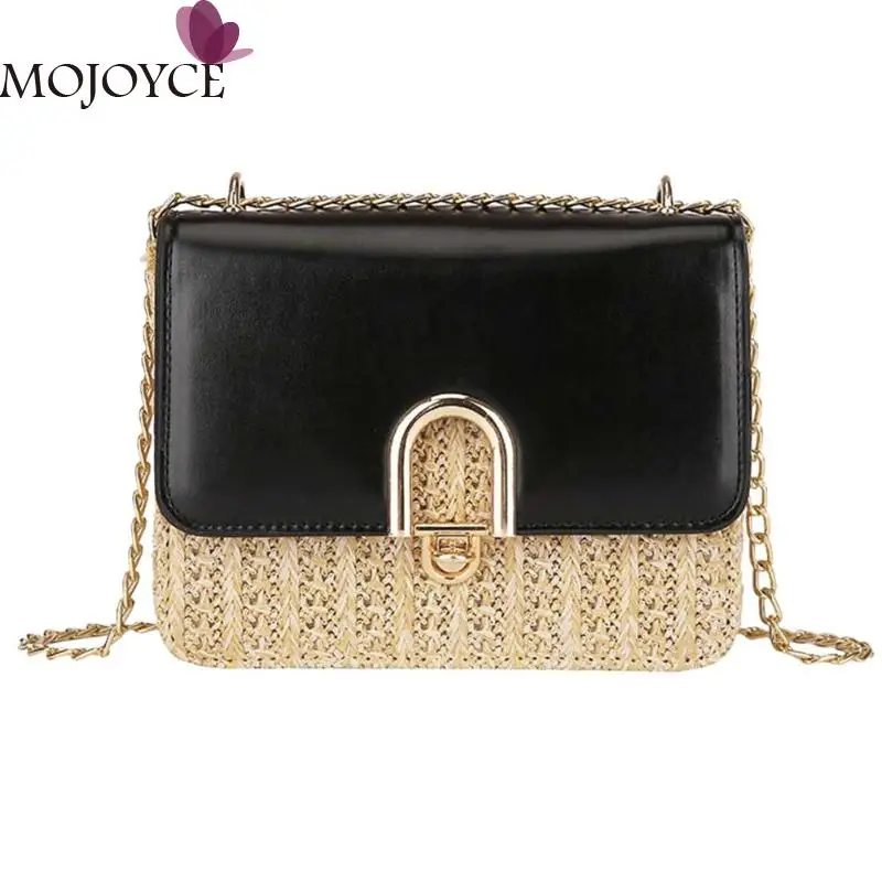 

Women Female Smal Flap Fashion Chain Shoulder Messenger Handbags Straw Women Beach Crossbody Bags For Girls Casual bolso mujer