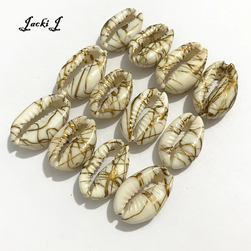 Новый принт натуральный Puka Cowrie морские бусы из ракушек золотой фольги раковины