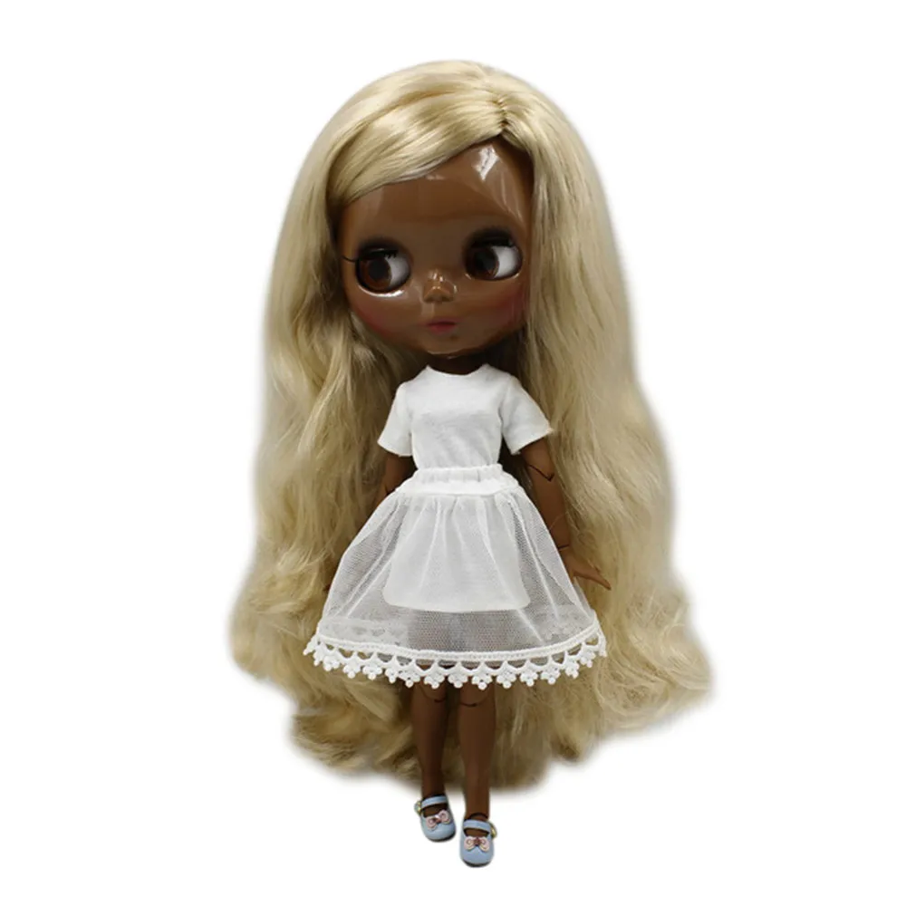 ICY DBS Blyth bjd dolls super black skin tone darkest skin black Goddess Golden Curly Hair joint body BL3715