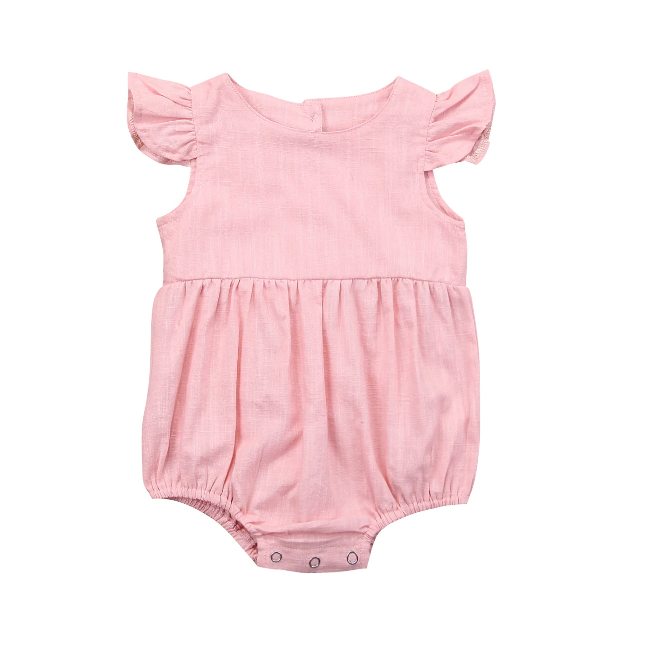 US Cute Toddler Baby Girl Summer Solid Romper Bodysuit Jumpsuit Outfits Sunsuit
