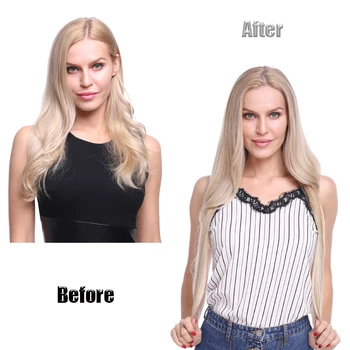 S-noilite Clips in Hair Extensions Hair Piece Synthetic Hair Straight Hairpieces For Women White Red Purple Pink Blue False Hair 4
