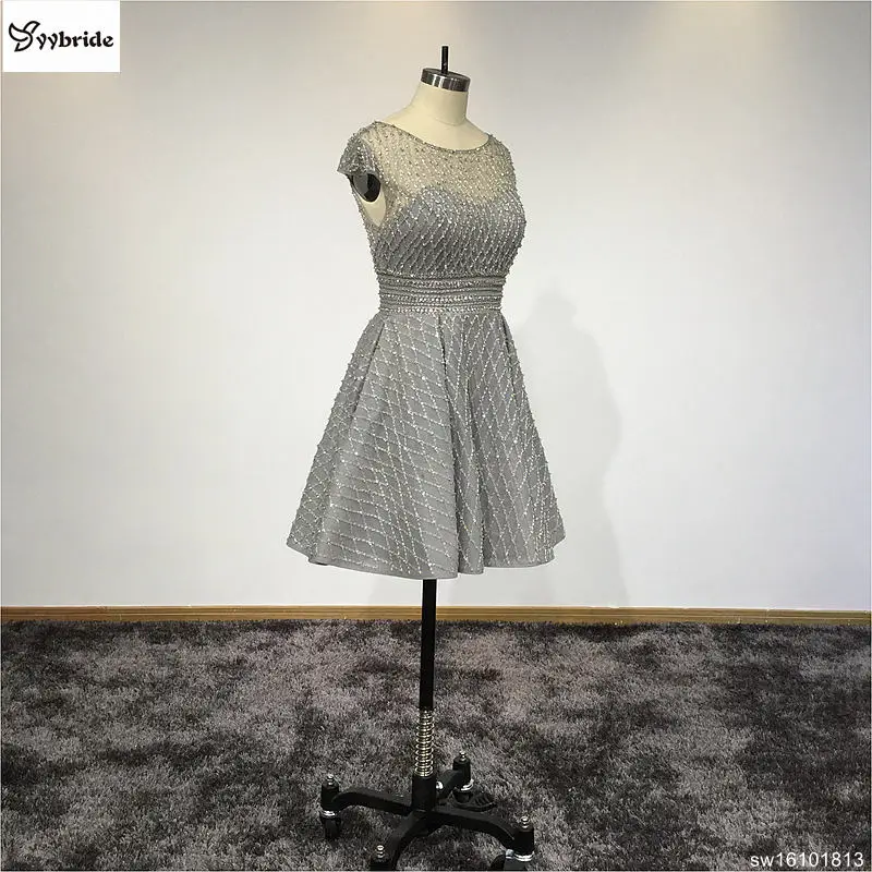 Party Dresses Cocktail Dresses Skirt Grey Knee-Length Scoop Neck A-Line