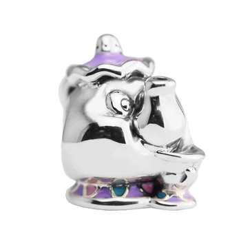 

925 Sterling Silver Jewelry Fits European Charms Bracelets Beads DIY Jewelry fairy tale Mrs. Potts & Chip Mixed Charms Beads