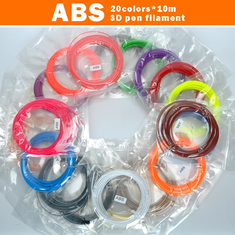 Pаспродажа SMAFFOX 3D Ручка накаливания, 20 цветов ABS нити, 1,75 мм ABS, пластиковые ручки для 3d, 3D принтер материал, каждый цвет длиной 5 метров