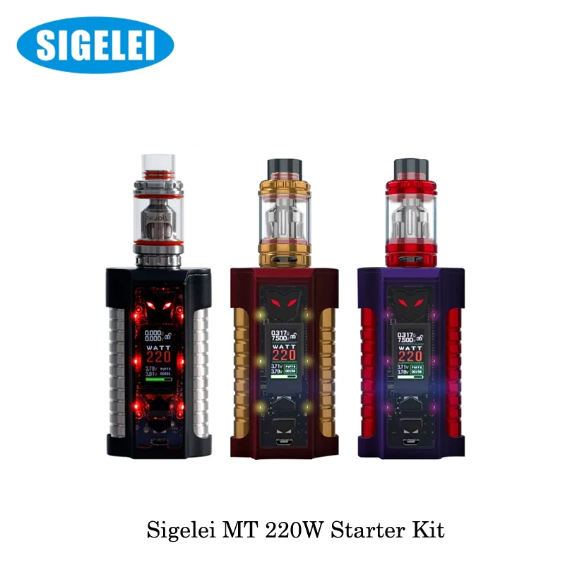 

In stock 220W Electronic Cigarette Original Sigelei MT 220W TC Starter Kit with Sigelei Revolvr Tank 4.0ml Powered by 2 18650