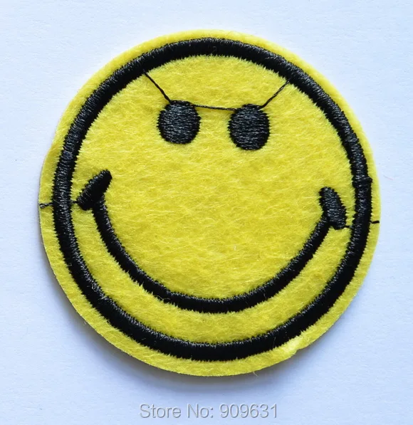  Smiley Face smile Warm fun yellow black applique iron on patch new ~ Made of Cloth Guaranteed 100% Quality+Free Shipping!!!
