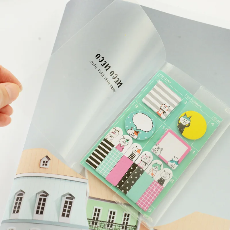 

1 Set Memo Pads Sticky Notes Kawaii Cat Animals Paper Notepad iary Scrapbooking Stickers Office School stationery Bookmark