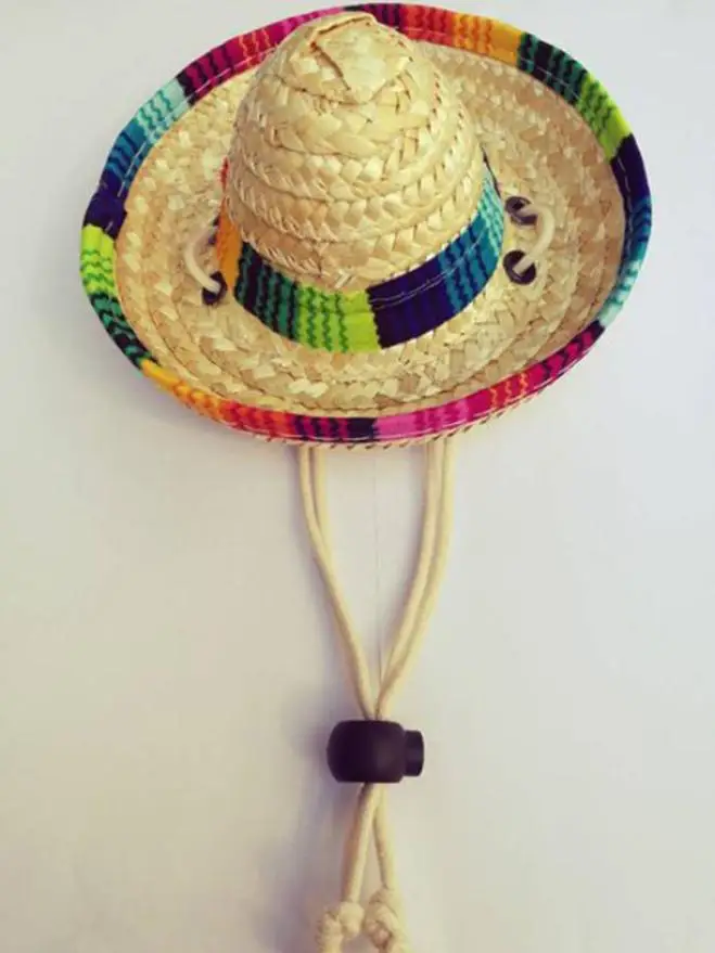 ISHOWTIENDA 1 шт. Гавайский стиль домашних животных Sombrero шляпы многоцветный собака кошка Мексиканская соломенная шляпа-сомбреро Pet Регулируемая пряжка костюм - Цвет: B
