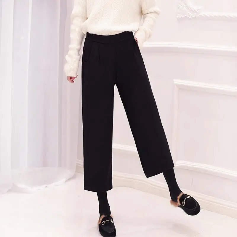 Pantalones Loose Dames Kleding Joggers Cargo Women Autumn Winter High Waist Casual Rok Woolen Uzun Wide Leg Pants Trousers | Женская