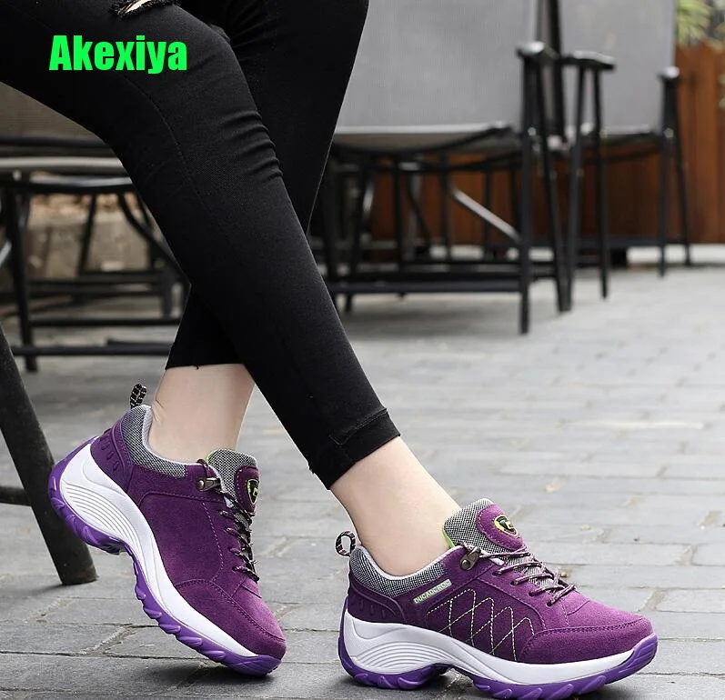 

Akexiya Women Sneakers 2019 Autumn Breathable Casual Flat Female Shoes Ladies Lace-up Trainers Chaussure Femme Plus Size 41 42