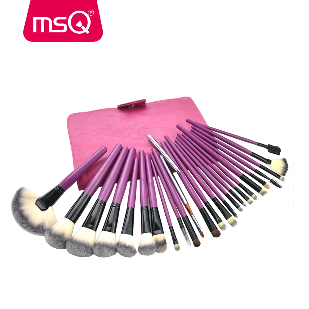 

MSQ 24pcs Pro Makeup Brushes Set Foundation Make Up Brush Kit High Quality Synthetic Hair Wood Handle Cosmetic PU Leather Case