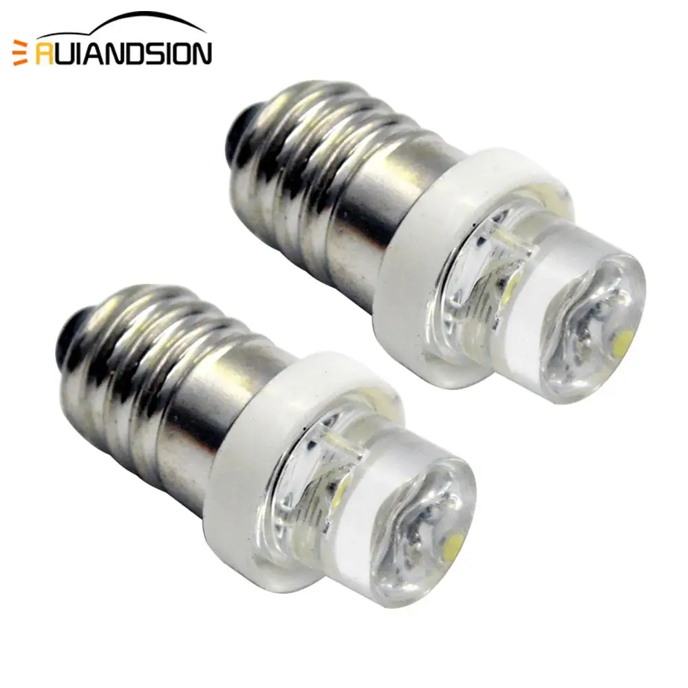

2pcs E10 3V 6V 12V F3 1led flashlight bulb torch light for driving lights and head lamp White