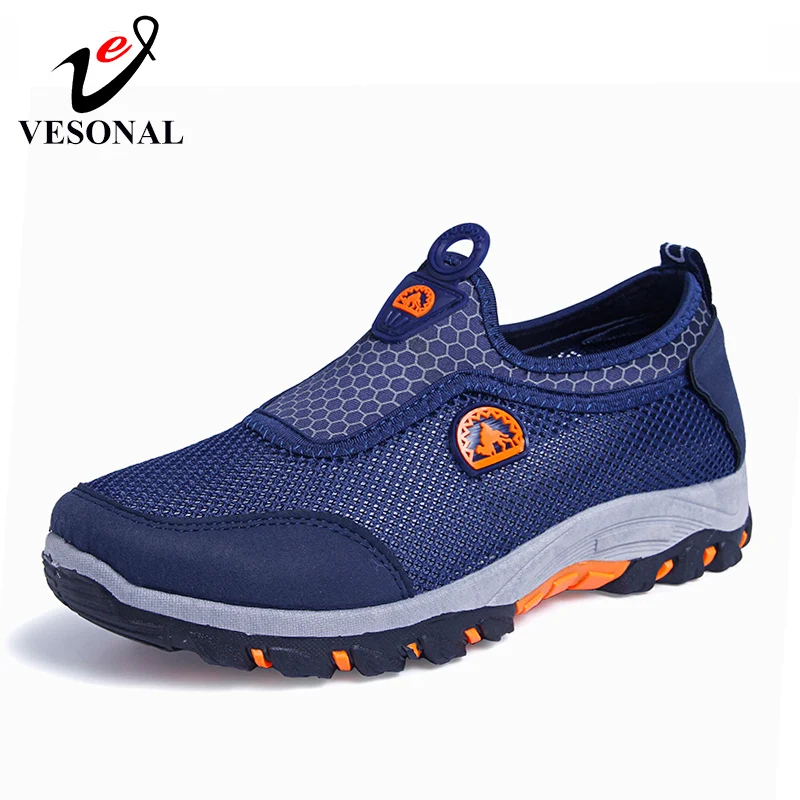

VESONAL 2019 Summer Breathable Comfortable Slip-On Mesh Sneakers Men Shoes Out door Male Shoes Loafers Casual Walking Footwear