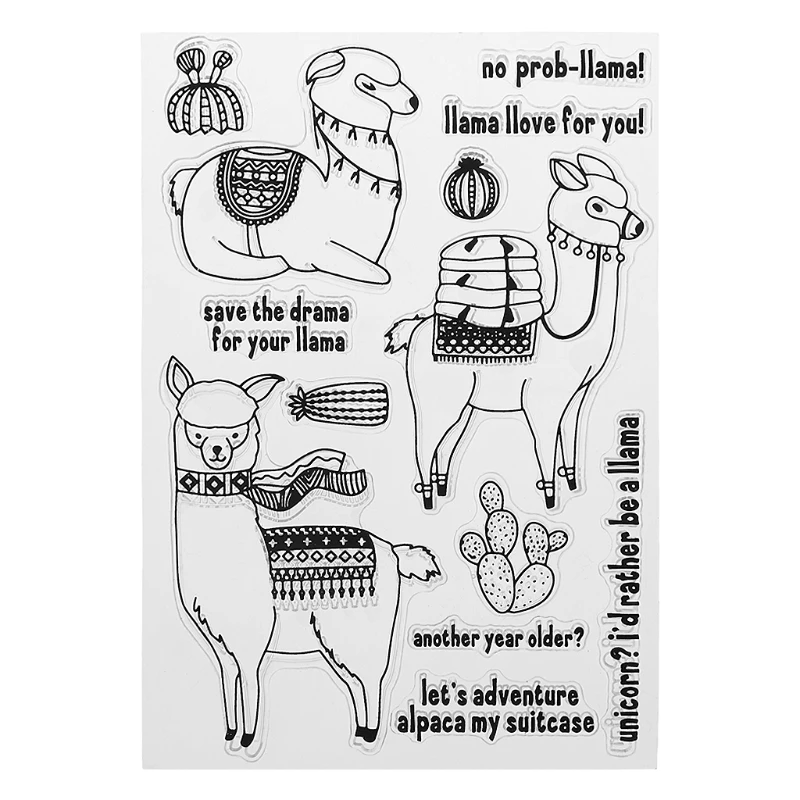 

Cute Alpaca DIY Silicone Clear Stamp Cling Seal Scrapbook Embossing Album Decor