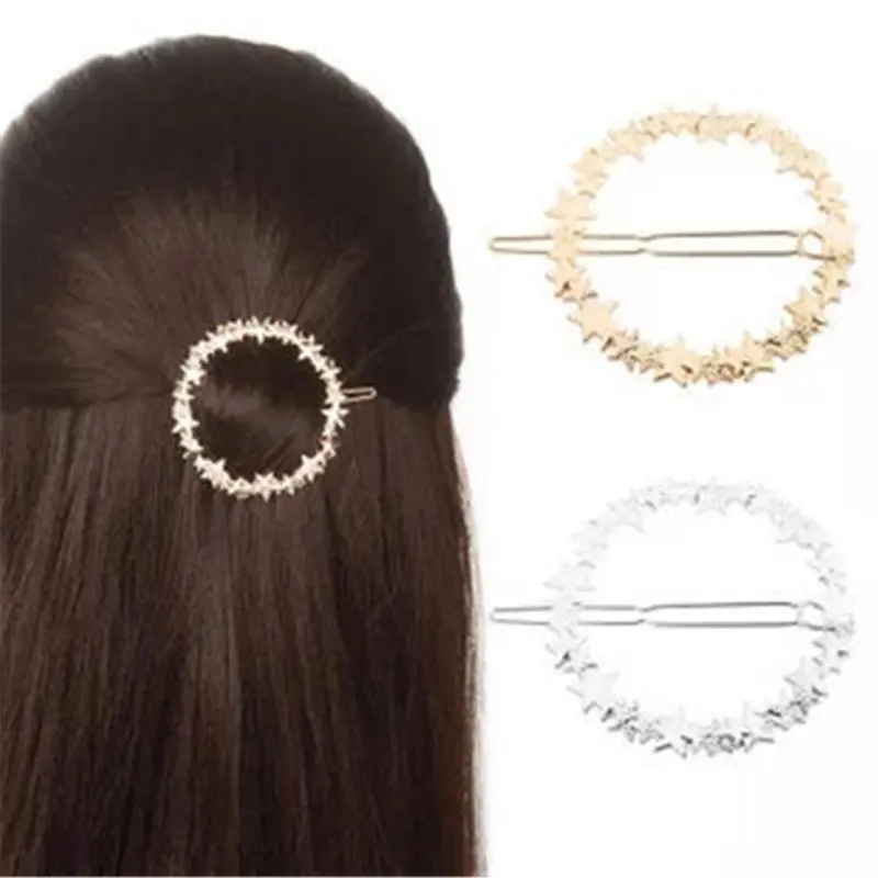 Модные полые металлические шпильки геометрическое кольцо со звездами заколка для волос для женщин девочек Геометрическая Шпилька заколка для волос ювелирные изделия Аксессуары для волос