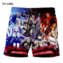 YX GIRL New Black Clover 3D Print Summer Harajuku Style Women/ Man's Shorts Animal Print Casual Beach Shorts Drop shipping