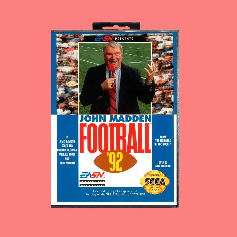 16-битная игровая карточка John madden football 92 MD с розничной коробкой для Sega Genesis &amp Mega Drive