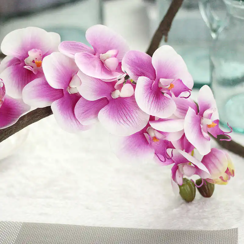 Шелковые искусственные головки цветов орхидеи вечерние, большие цветы орхидеи бабочки для украшения свадьбы - Цвет: Light Purple