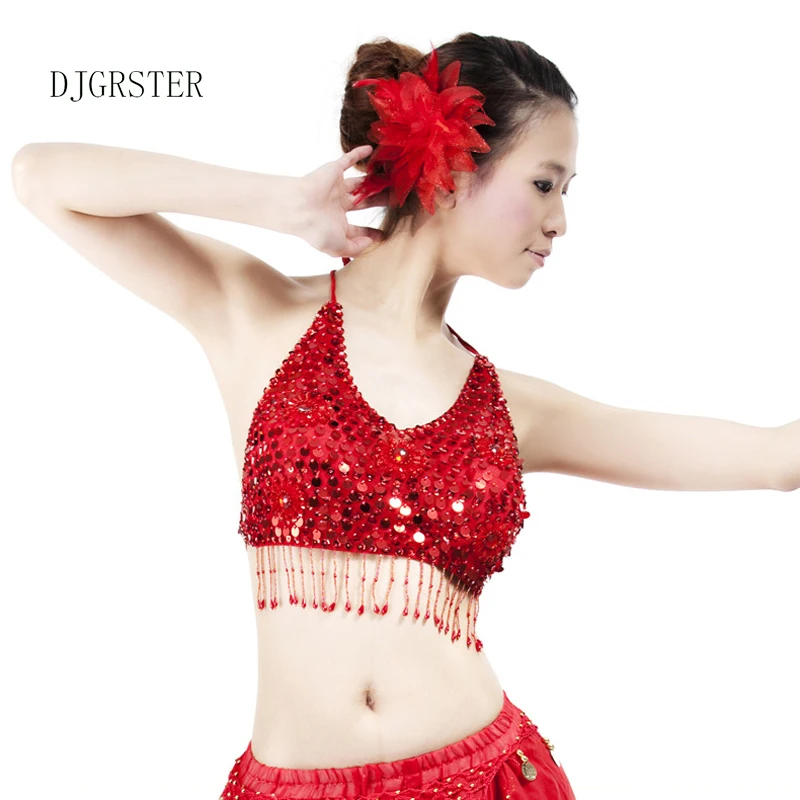 

DJGRSTER Stage Performance Plus size Luxury Belly Dancing Egyptian Costumes Oriental Style Sequins Bra Belly Dance Costume 1pcs